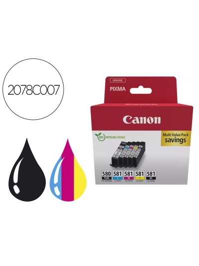 Ink-jet canon pixma multi value pack pgi580bk / cli581cmybk ecopack