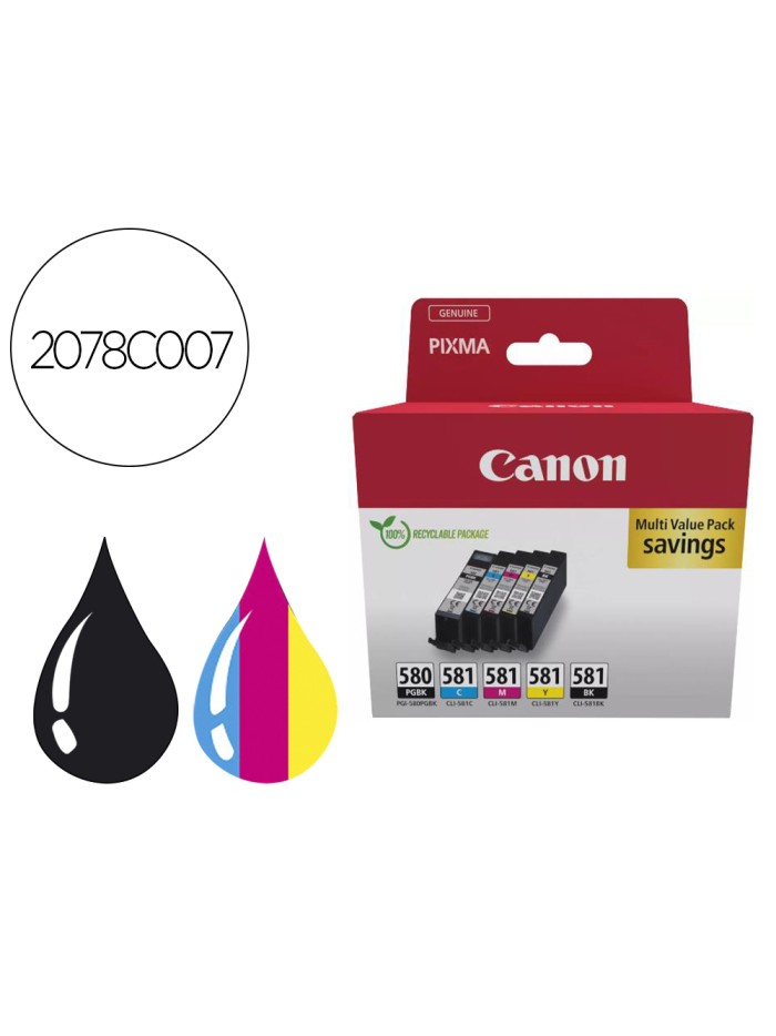 Ink-jet canon pixma multi value pack pgi580bk / cli581cmybk ecopack Ink-jet canon pixma multi value pack pgi580bk / cli581cmybk ecopack