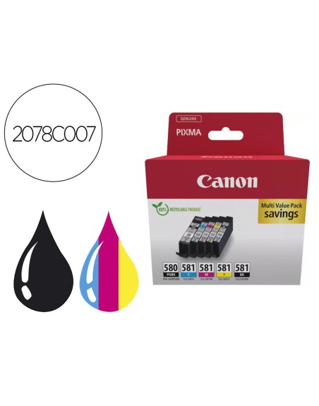 Ink-jet canon pixma multi value pack pgi580bk / cli581cmybk ecopack