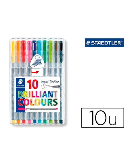 Rotulador staedtler triplus broadliner 338 estuche plastico de 10 unidades colores surtidos