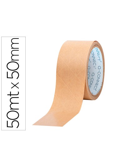 Cinta adhesiva q-connect kraft reforzado 50 mt x 50 mm para embalaje