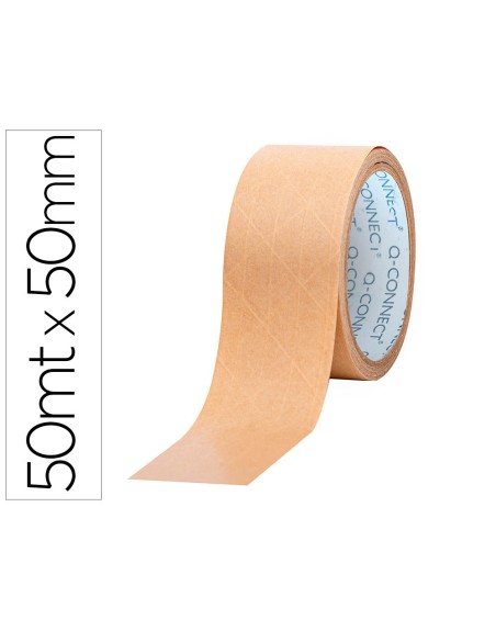 Cinta adhesiva q-connect kraft reforzado 50 mt x 50 mm para embalaje