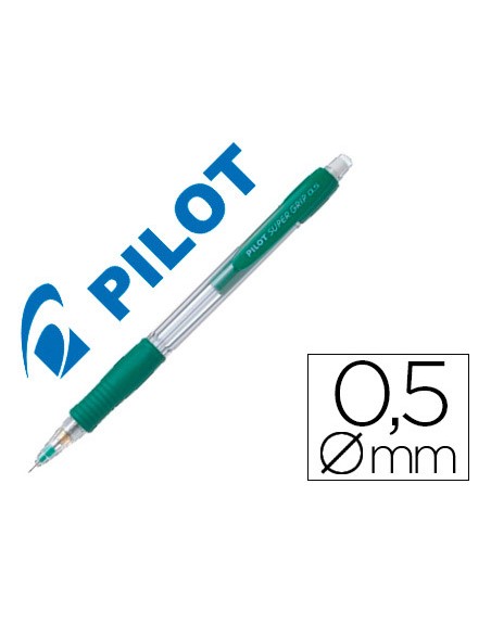 Portaminas pilot super grip verde 0,5 mm sujecion de caucho