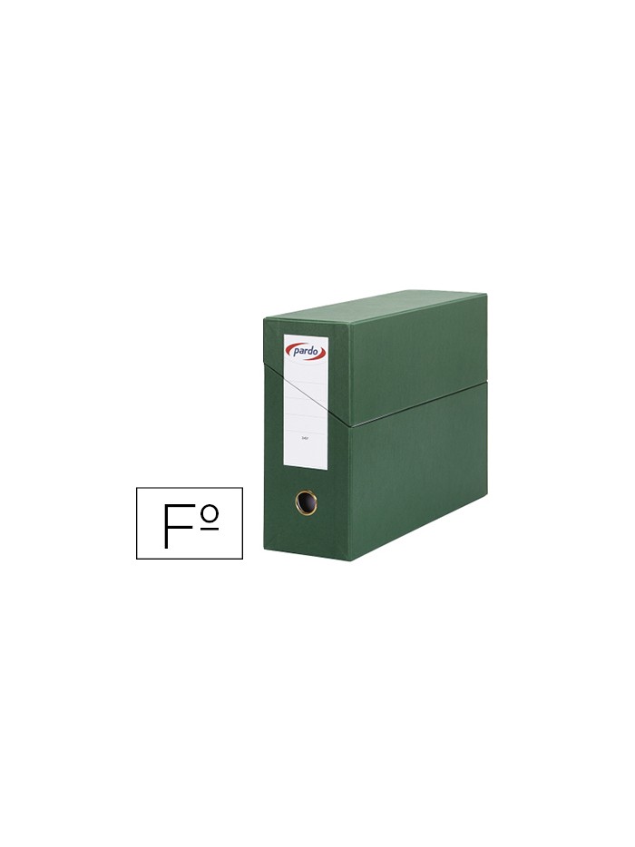 Caja transferencia pardo folio forrado extra doble lomo 80 mm estuche interior con tarjetero verde Caja transferencia pardo folio forrado extra doble lomo 80 mm estuche interior con tarjetero verde