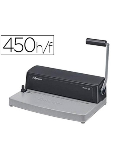 Encuadernadora para espiral fellowes metal 25 perfora 10 hojas tamaño a4 encuaderna hasta 450 hojas paso 5:1