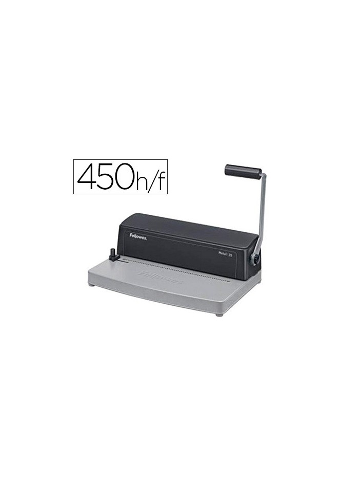 Encuadernadora para espiral fellowes metal 25 perfora 10 hojas tamaño a4 encuaderna hasta 450 hojas paso 5:1 Encuadernadora para espiral fellowes metal 25 perfora 10 hojas tamaño a4 encuaderna hasta 450 hojas paso 5:1