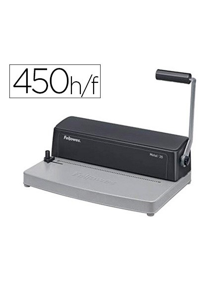 Encuadernadora para espiral fellowes metal 25 perfora 10 hojas tamaño a4 encuaderna hasta 450 hojas paso 5:1
