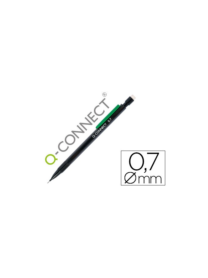 Portaminas q-connect 0,7 mm con 3 minas cuerpo negro con clip verde Portaminas q-connect 0,7 mm con 3 minas cuerpo negro con clip verde