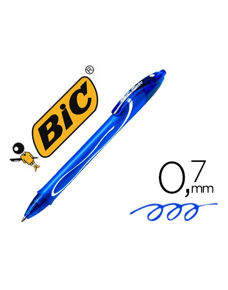 Boligrafo bic gelocity quick dry retractil tinta gel azul punta de 0,7 mm