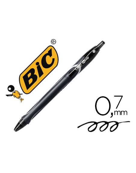 Boligrafo bic gelocity quick dry retractil tinta gel negro punta de 0,7 mm