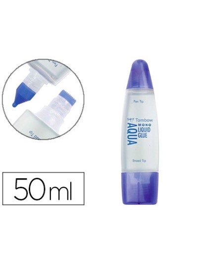 Pegamento cola liquida tombow transparente aqua permanente con 2 puntas bote de 50 ml