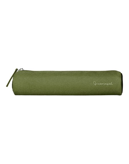 Estuche portatodo liderpapel slim cilindrico 220x45mm verde militar
