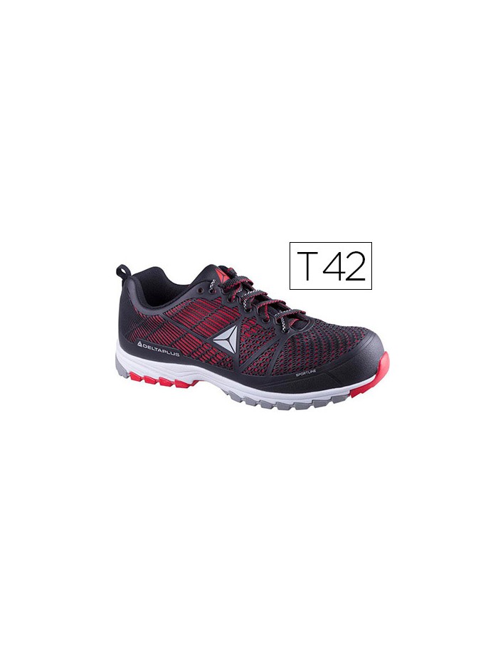 Zapatos de seguridad deltaplus de poliuretano y malla aireada s1p negro y rojo talla 42 Zapatos de seguridad deltaplus de poliuretano y malla aireada s1p negro y rojo talla 42
