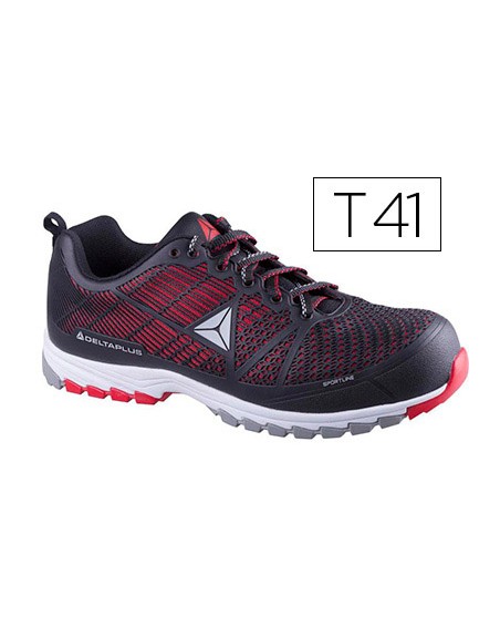 Zapatos de seguridad deltaplus de poliuretano y malla aireada s1p negro y rojo talla 41
