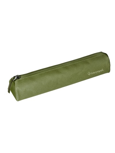 Estuche portatodo liderpapel slim cilindrico 220x45mm verde militar