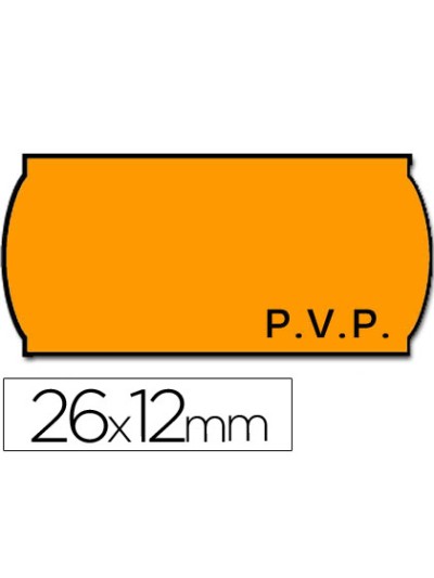 Etiquetas meto onduladas 26x12 mm pvp naranja fluor adh.2 rollo 1500 etiquetas