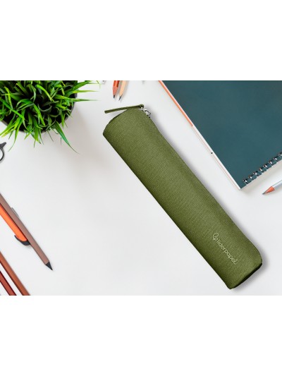 Estuche portatodo liderpapel slim cilindrico 220x45mm verde militar