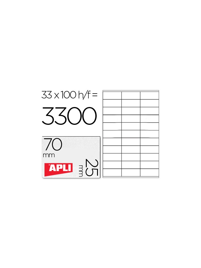 Etiqueta adhesiva apli 1270 tamaño 70x25 mm -fotocopiadora -laser -ink-jet-caja con 100 hojas din a4 Etiqueta adhesiva apli 1270 tamaño 70x25 mm -fotocopiadora -laser -ink-jet-caja con 100 hojas din a4