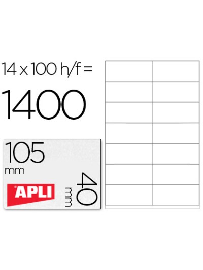 Etiqueta adhesiva apli 1275 tamaño 105x40 mm -fotocopiadora -laser -ink-jet-caja con 1400 etiquetas