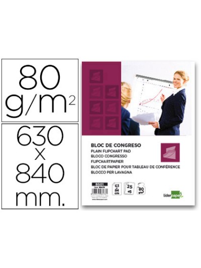Bloc congreso liderpapel liso 630x840 mm 25+5 hojas 80g/m2