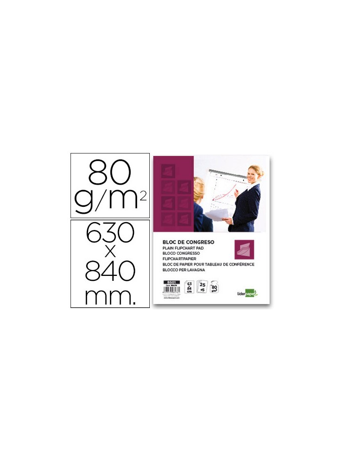Bloc congreso liderpapel liso 630x840 mm 25+5 hojas 80g/m2 Bloc congreso liderpapel liso 630x840 mm 25+5 hojas 80g/m2