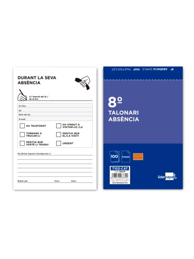Talonario liderpapel ausentes octavo original t103 texto en catalan