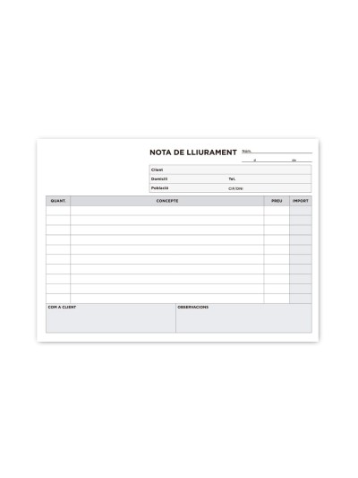 Talonario liderpapel entregas cuarto original y copia t229 apaisado texto en catalan