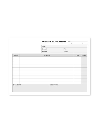 Talonario liderpapel entregas cuarto original y 2 copias t329 apaisado texto en catalan
