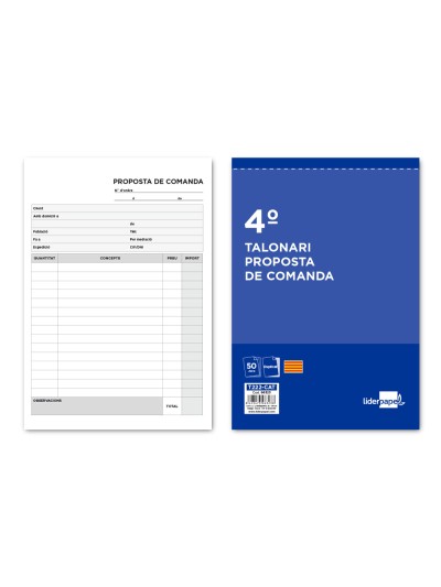 Talonario liderpapel pedidos cuarto original y copia t222 texto en catalan