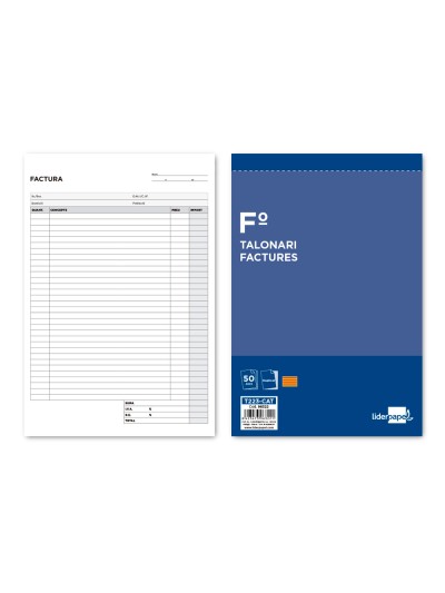 Talonario liderpapel facturas folio original y copia t223 con i.v.a. texto en catalan