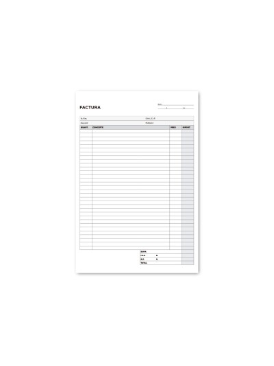 Talonario liderpapel facturas folio original y copia t223 con i.v.a. texto en catalan