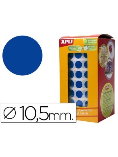 Gomets autoadhesivos circulares 10,5mm azul rollo de 5192 unidades