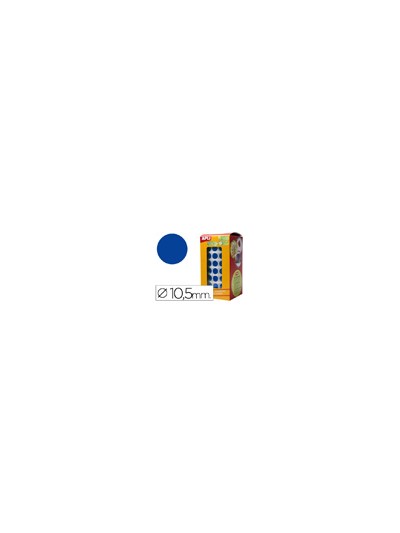 Gomets autoadhesivos circulares 10,5mm azul rollo de 5192 unidades