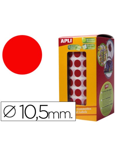 Gomets autoadhesivos circulares 10,5 mm rojo rollo de 5192 unidades