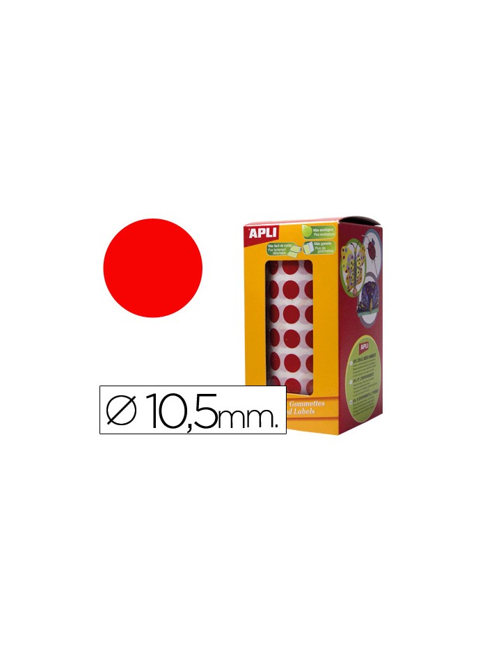 Gomets autoadhesivos circulares 10,5 mm rojo rollo de 5192 unidades Gomets autoadhesivos circulares 10,5 mm rojo rollo de 5192 unidades