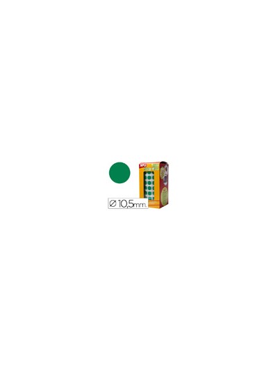Gomets autoadhesivos circulares 10,5mm verde rollo de 5192 unidades