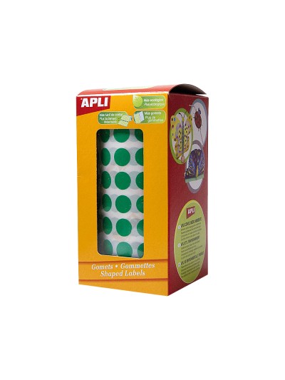 Gomets autoadhesivos circulares 10,5mm verde rollo de 5192 unidades