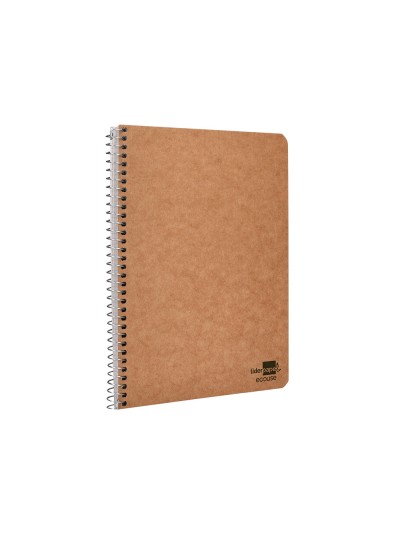 Cuaderno espiral liderpapel cuarto ecouse tapa cartulina kraft 80h papel reciclado 80 grcuadro 4mm