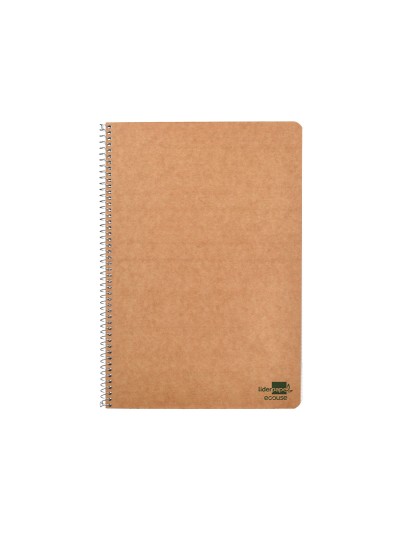Cuaderno espiral liderpapel din a4 ecouse tapa cartulina kraft 80h papel reciclado 80 gr cuadro 4 mm con margen