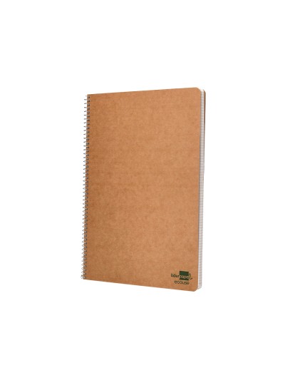 Cuaderno espiral liderpapel din a4 ecouse tapa cartulina kraft 80h papel reciclado 80 gr cuadro 4 mm con margen