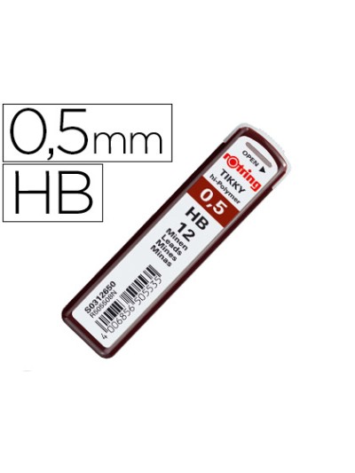 Minas rotring grafito 0,5 mm hb estuche de 12 minas