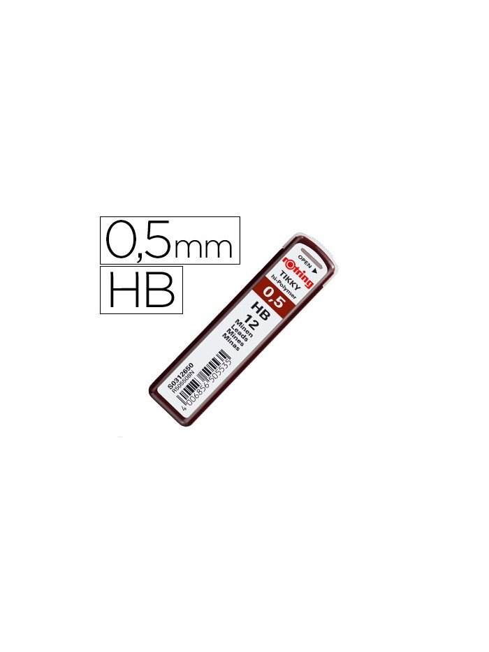 Minas rotring grafito 0,5 mm hb estuche de 12 minas Minas rotring grafito 0,5 mm hb estuche de 12 minas