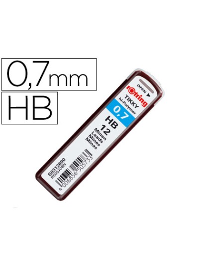 Minas rotring grafito 0,7 mm hb estuche de 12 minas