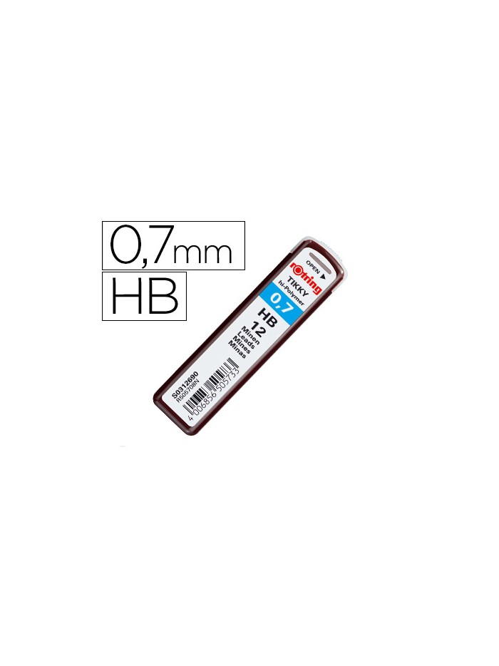 Minas rotring grafito 0,7 mm hb estuche de 12 minas Minas rotring grafito 0,7 mm hb estuche de 12 minas