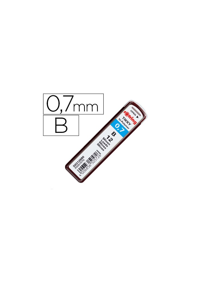 Minas rotring grafito 0,7 mm b estuche de 12 minas Minas rotring grafito 0,7 mm b estuche de 12 minas