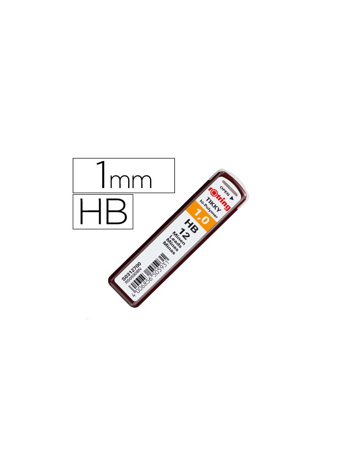Minas rotring grafito 1 mm hb estuche de 12 minas Minas rotring grafito 1 mm hb estuche de 12 minas