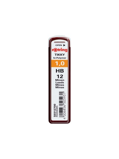 Minas rotring grafito 1 mm hb estuche de 12 minas