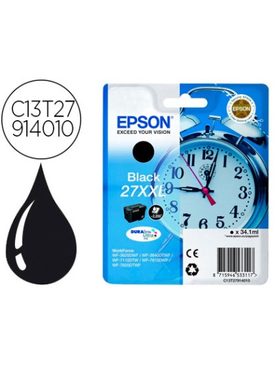 Ink-jet epson 27xxl wf3620 / 3640 / 7110 / 7610 / 7620 negro 2.200 pag