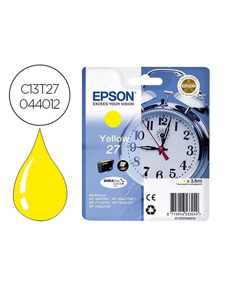 Ink-jet epson 27 wf-3620 / 711 0 / 7610 / 7620 amarillo 2.200 pag