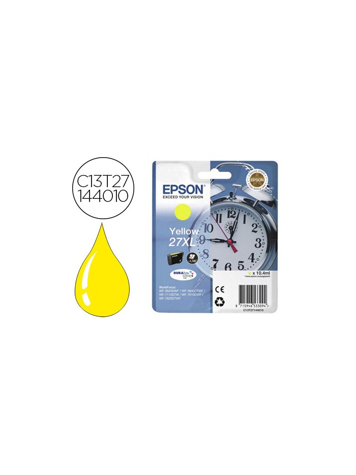 Ink-jet epson 27xl wf 3620 / 7110 / 7610 / 7620 amarillo 1.100 pag Ink-jet epson 27xl wf 3620 / 7110 / 7610 / 7620 amarillo 1.100 pag